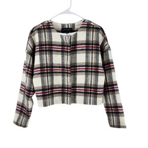 Laveer Women's Plaid Cropped Zip Front Blazer Jacket - XS
